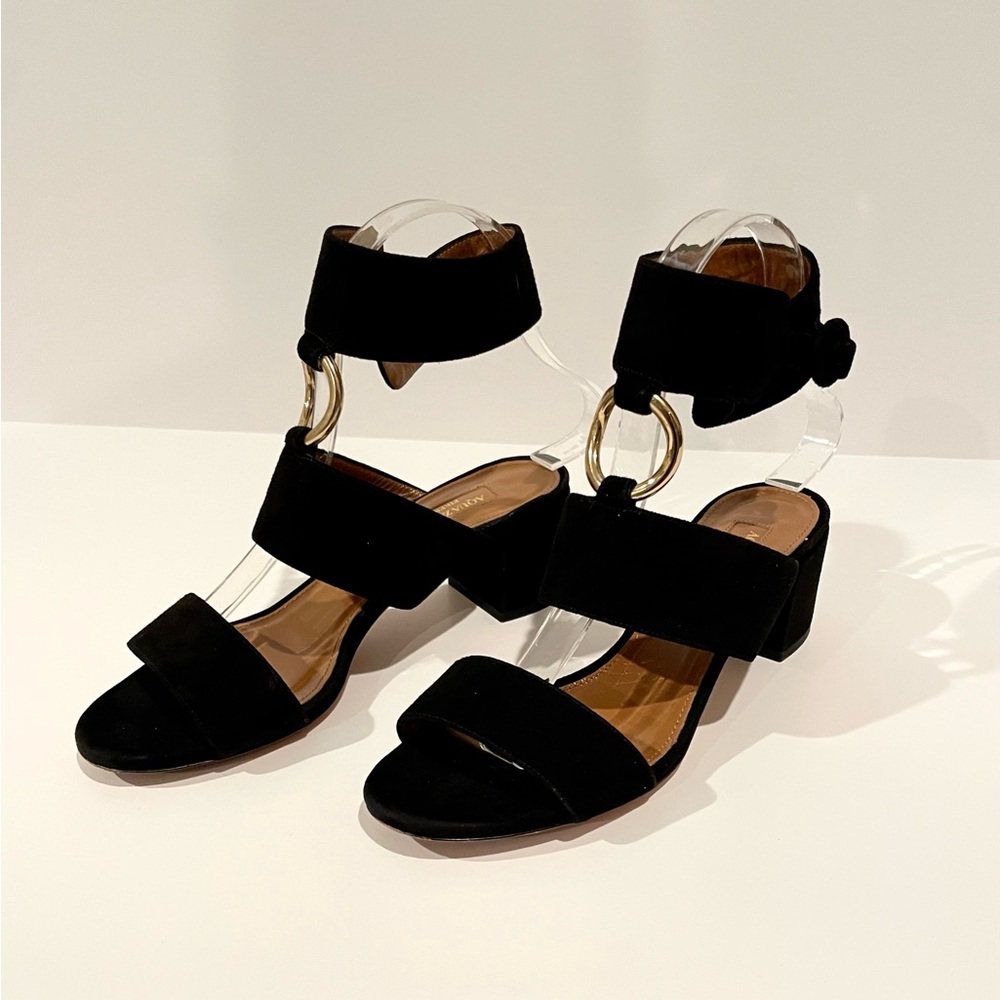 Aquazzura Black Sandals with Suede Straps and Ankle Buckle - Picture 2 of 5